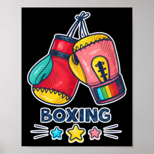 Colourful Boxing Gloves Art And Stars Poster