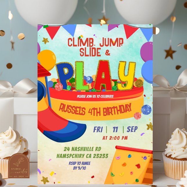 Colourful Boy Indoor Playground Birthday Invitatio Invitation (Creator Uploaded)
