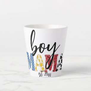 Colourful Boy Mama Est Date Cuntry Rodeo Mum Latte Mug