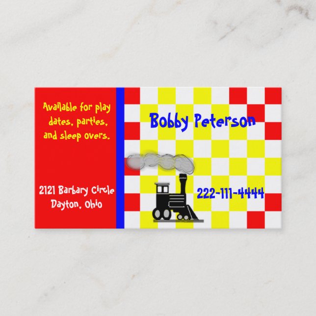 Colourful Boy's calling card (Front)