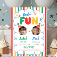 Colourful Boys Double The Fun with photo Birthday