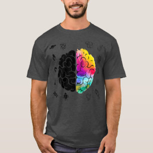 Colourful Brain Science And Art Gift Right and Lef T-Shirt