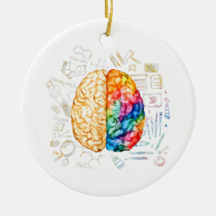 Colourful Brain - Science And Art - Neuroscience N Ceramic Ornament