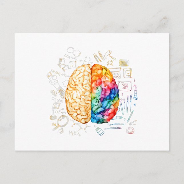 Colourful Brain - Science And Art - Neuroscience N Holiday Postcard (Front)