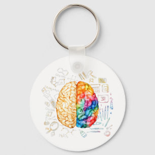 Colourful Brain - Science And Art - Neuroscience N Key Ring