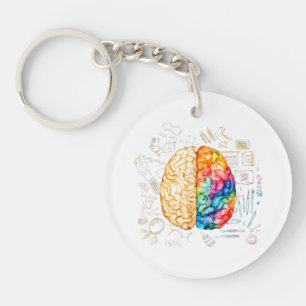 Colourful Brain - Science And Art - Neuroscience N Key Ring