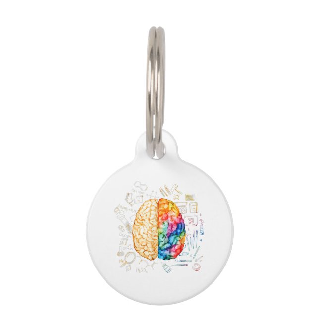 Colourful Brain - Science And Art - Neuroscience N Pet Tag (Front)