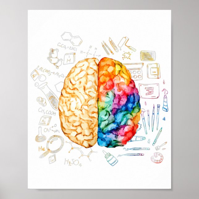 Colourful Brain - Science And Art - Neuroscience N Poster (Front)