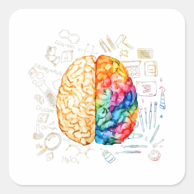 Colourful Brain - Science And Art - Neuroscience N Square Sticker (Front)