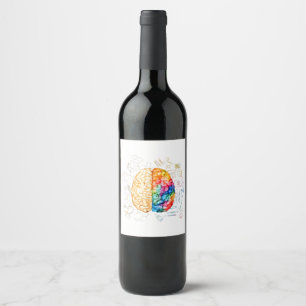 Colourful Brain - Science And Art - Neuroscience N Wine Label