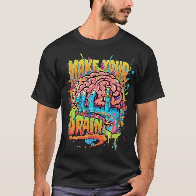 Colourful Brain Street Art T-Shirt (Front)