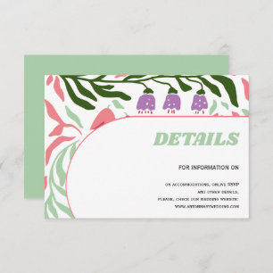 Colourful branches, retro folklore flowes wedding enclosure card