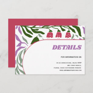 Colourful branches, retro folklore flowes wedding enclosure card