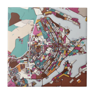 Colourful Brasilia Map Ceramic Tile