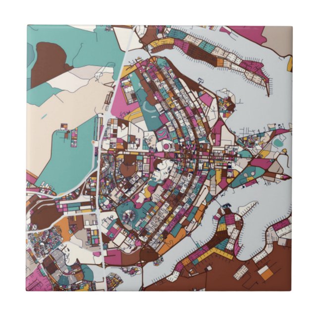 Colourful Brasilia Map Ceramic Tile (Front)