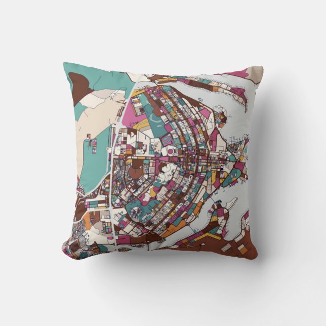 Colourful Brasilia Map Cushion (Front)