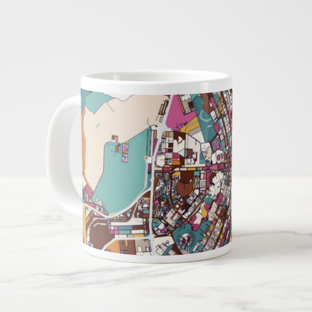 Colourful Brasilia Map Large Coffee Mug (Front Left)
