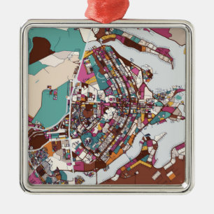 Colourful Brasilia Map Metal Ornament