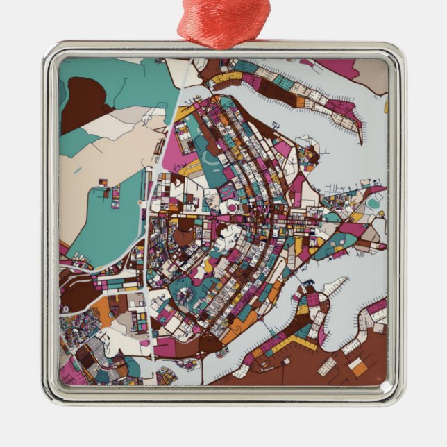Colourful Brasilia Map Metal Ornament (Front)