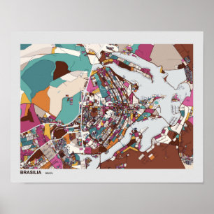 Colourful Brasilia Map Poster