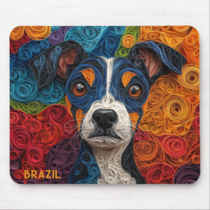Colourful Brazilian Terrier Paper Quilling Portrai Mouse Pad