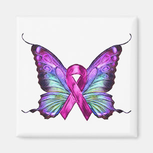 Colourful Breast Cancer Awareness Butterfly Magnet