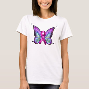 Colourful Breast Cancer Awareness Butterfly T-Shirt
