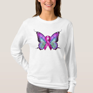Colourful Breast Cancer Awareness Butterfly T-Shirt