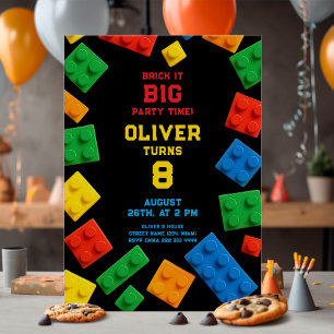 Colourful Brick Kids Party Birthday Invitation