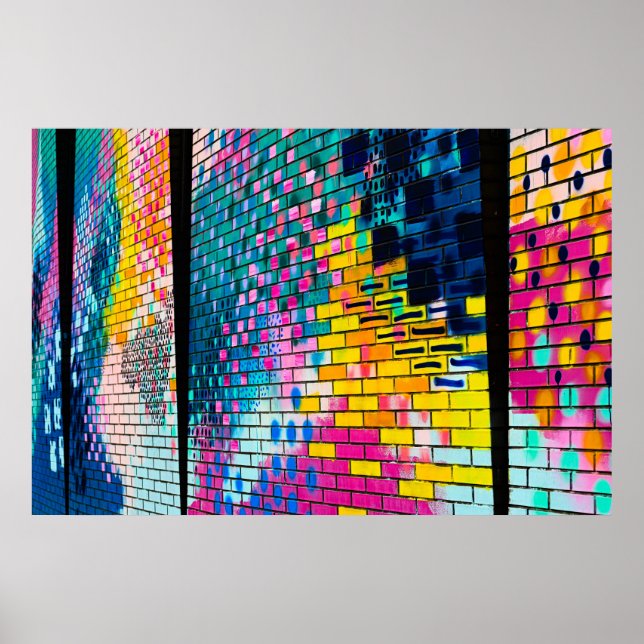 Colourful Brick Wall Abstract Poster (Front)
