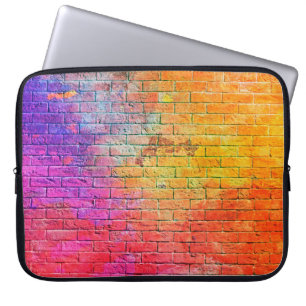Colourful brick wall backgroundwall,colour,backgro laptop sleeve