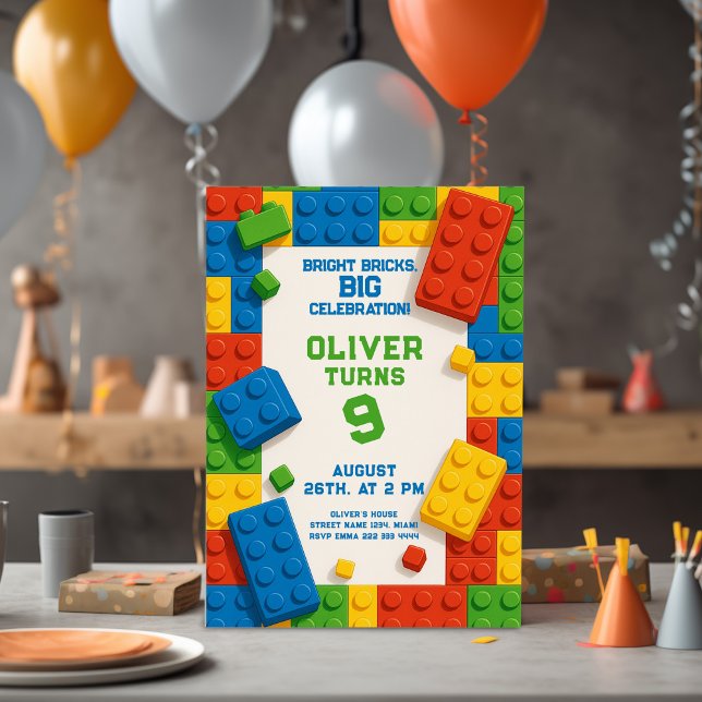 Colourful Bricks Birthday – Fun Party Invitation (Creator Uploaded)