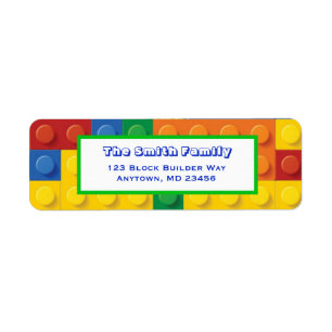 Colourful Bricks Building Block Return Address Label