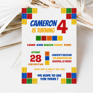 Colourful Bricks Building Blocks Birthday Invitation