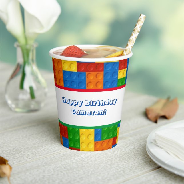 Colourful Bricks Building Blocks Birthday Party Paper Cups (Insitu)