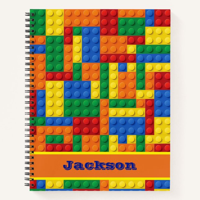 Colourful Bricks Building Blocks | Personalised Notebook (Front)