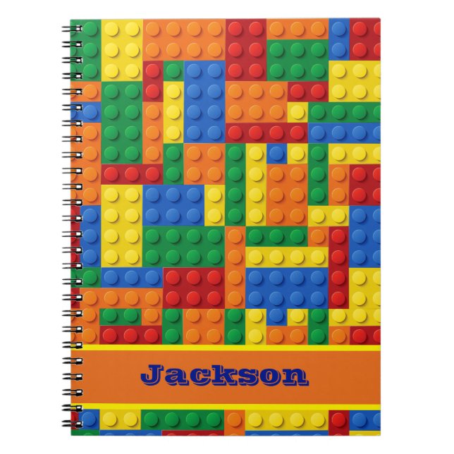 Colourful Bricks Building Blocks | Personalised Notebook (Front)