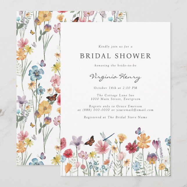 Colourful Bridal Shower Invitation (Front/Back)