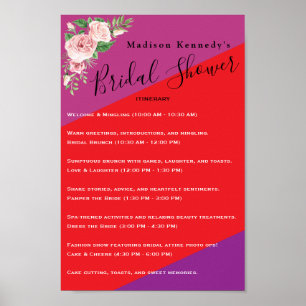 Colourful Bridal Shower Itinerary Plan Floral Poster
