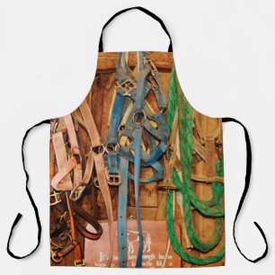 Colourful Bridleshorse,tack,animals,barn,blue,brid Apron