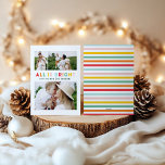 colourful bright 3 collage modern Christmas Holiday Card<br><div class="desc">Colourful bright rainbow 3 photo collage modern family Christmas card design.</div>