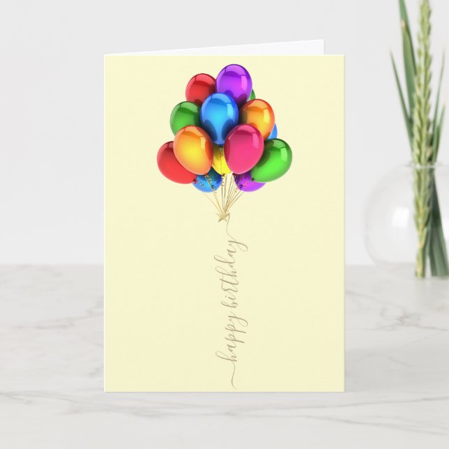 Colourful Bright Balloons | Happy Birthday Script Card (Front)