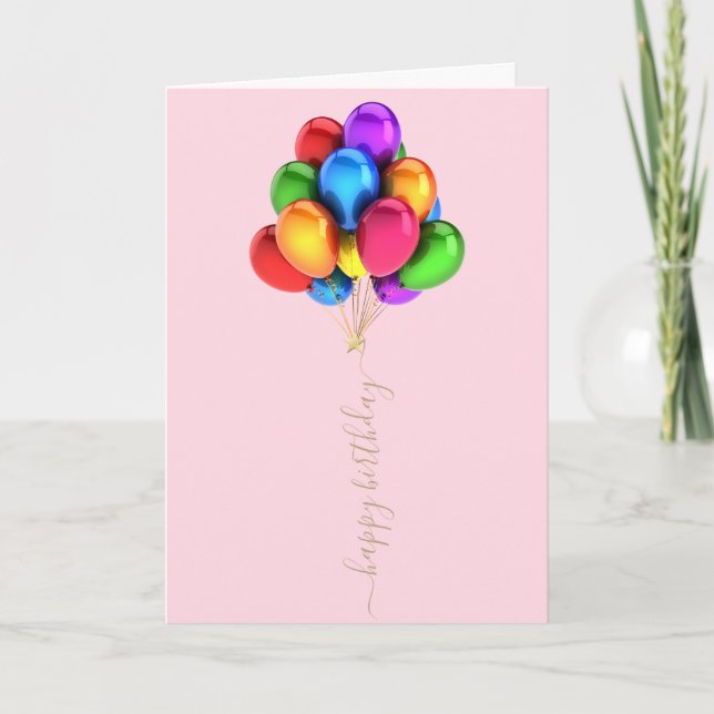 Colourful Bright Balloons | Happy Birthday Script Card (Front)