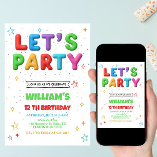 Colourful Bright Birthday Party Invitation