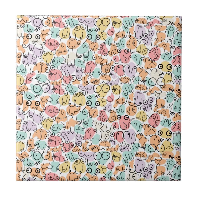 Colourful bright birthday pattern ceramic tile (Front)