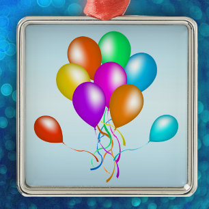 Colourful Bright Bunch of Balloons Metal Ornament