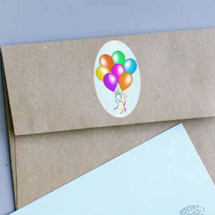 Colourful Bright Bunch of Balloons Oval Sticker