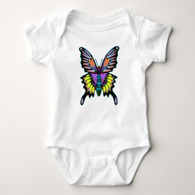 Colourful Bright Butterfly Baby Bodysuit (Front)