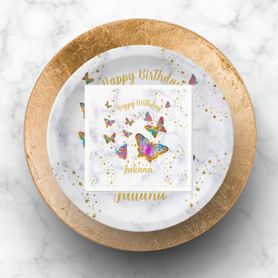 Colourful Bright Butterfly Birthday Party Napkin