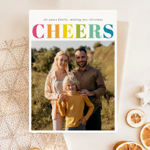 Colourful Bright Cheers Christmas Photo Holiday Postcard